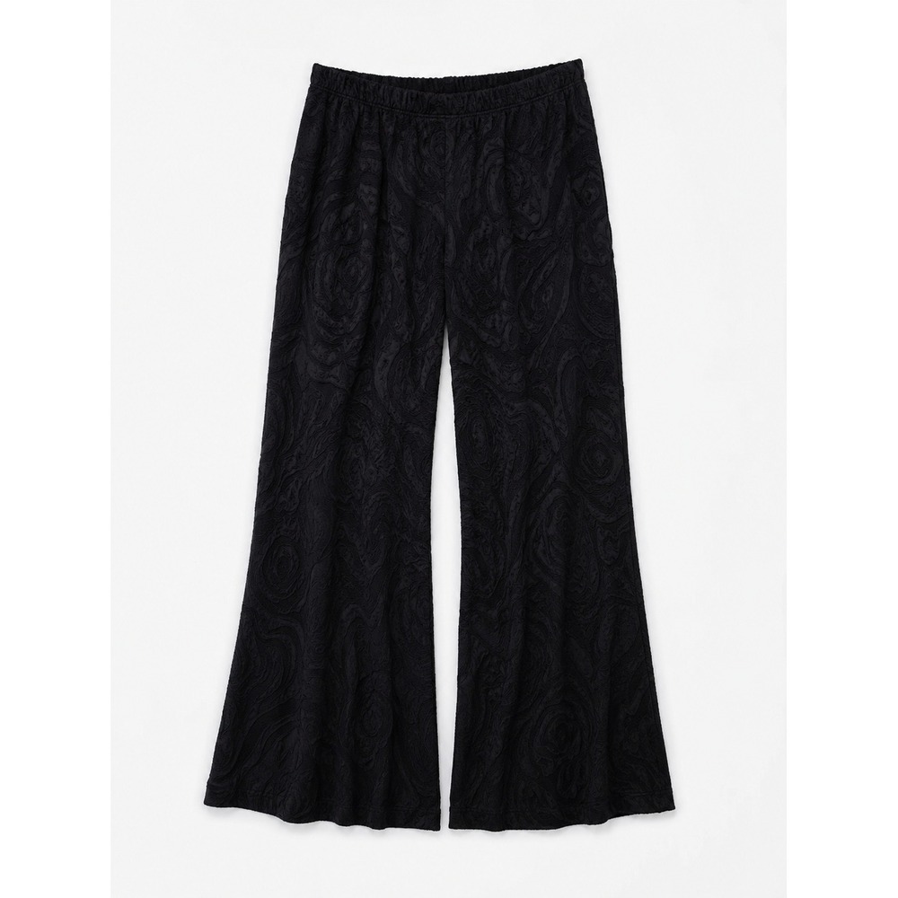 Hand Jive Wear Art Women's Black Textured Swirl Wide Leg‎ Pants Handmade- M
